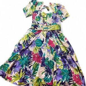 Melissa Vintage 80s 90s Floral A-Line Dress Big Skirt Size 12